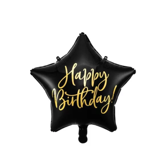 Fólia lufi - Happy Birthday - Black - 40 cm