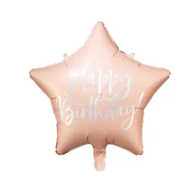 Fólia lufi - Happy Birthday - Púder - 40 cm