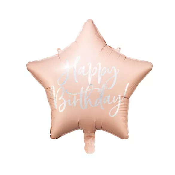 Fólia lufi - Happy Birthday - Púder - 40 cm