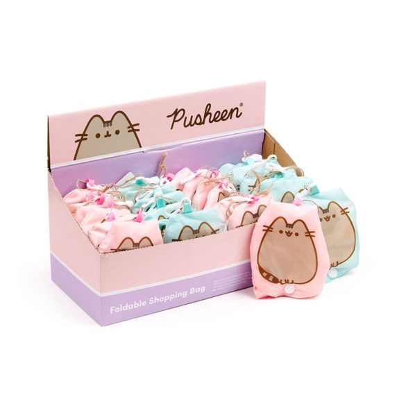 Pusheen Macska Bevásárlótáska - Összehajtható - Csillagok & Szivek