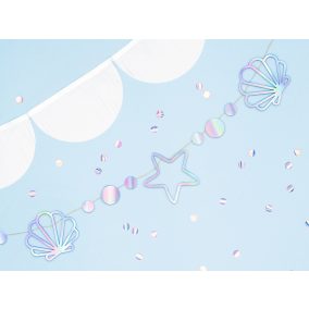 Kagylók és csillagos irizáló girland - 1.65m