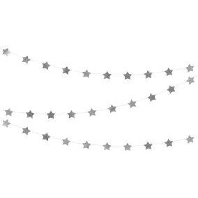 Girland - Ezüst csillagok - 3.6m