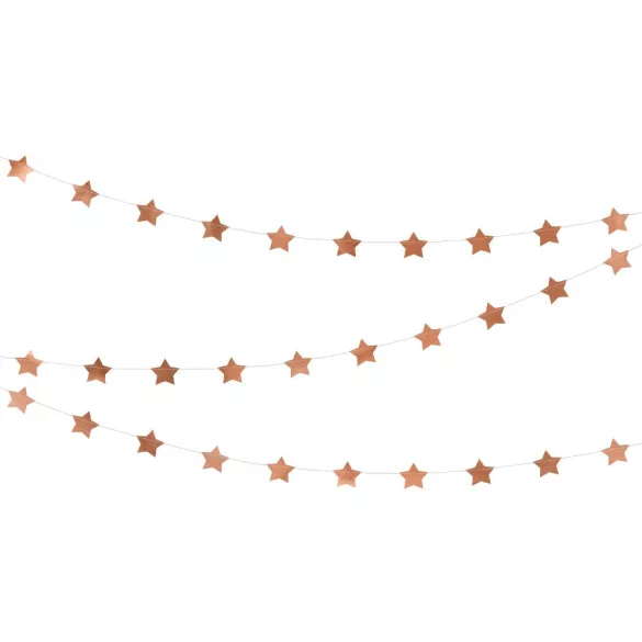 Girland - Rose gold csillagok - 3.6m