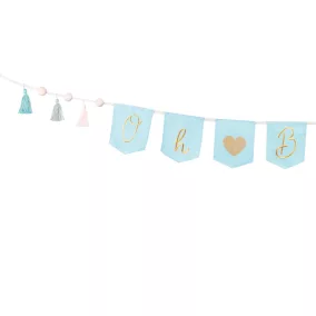 "Oh Baby" babaváró buli girland - sky blue