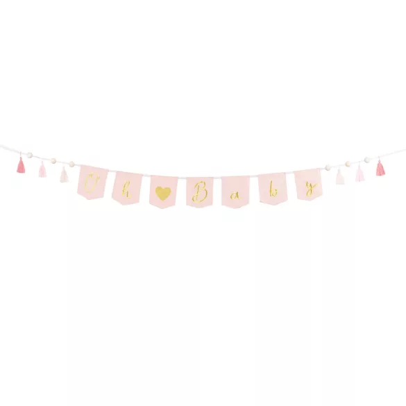 "Oh Baby" babaváró buli girland - light pink
