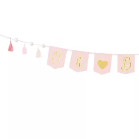 "Oh Baby" babaváró buli girland - light pink
