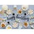 Happy Birthday feliratos girland munkagépekkel - 200 cm