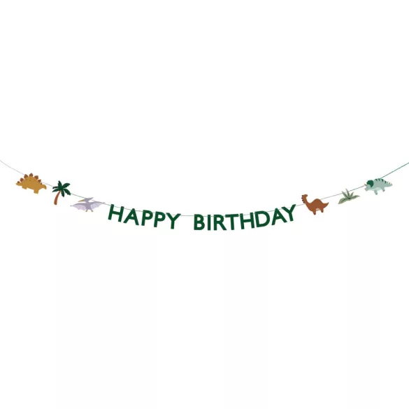 Happy Birthday feliratos dinoszaurusz girland - 300 cm