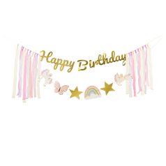 Boldog Születésnapot Girland - Egyszarvúk 230x17.5 cm