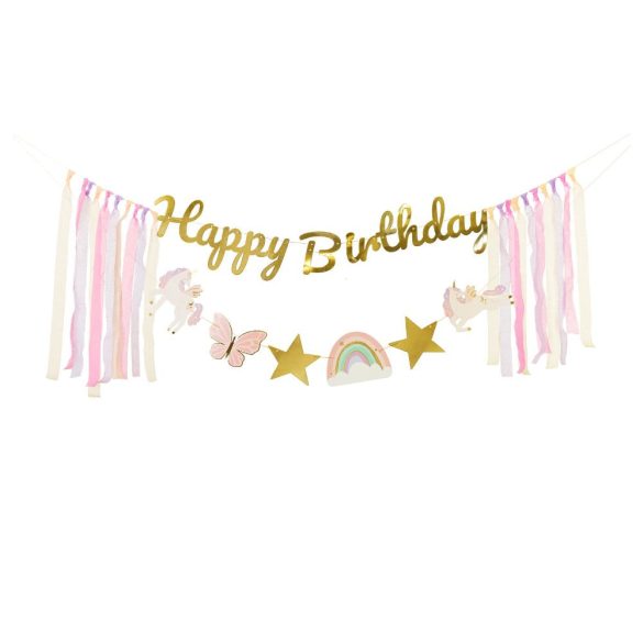 Boldog Születésnapot Girland - Egyszarvúk 230x17.5 cm