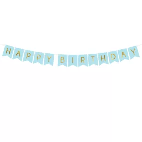   Happy Birthday feliratos girland - pasztellkék - 15 x 175 cm
