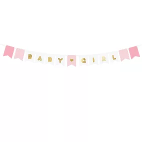 "Baby Girl" babaváró buli girland - light pink