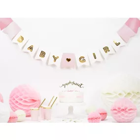 "Baby Girl" babaváró buli girland - light pink