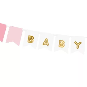 "Baby Girl" babaváró buli girland - light pink