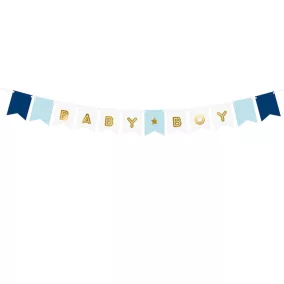 "Baby Boy" babaváró buli girland - sky blue