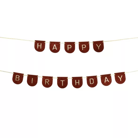 Filc Zászlófüzér - Happy Birthday - Barna - 3 m