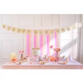 Filc Zászlófüzér - Happy Birthday - Pink - 3 m