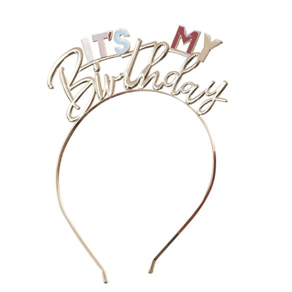 'It's my birthday'' fém fejpánt - arany