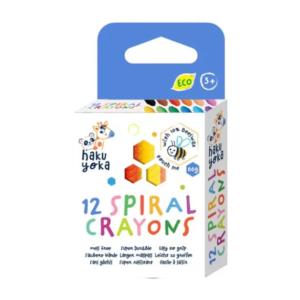 Haku Yoka Színes spirálozott felületű méhviaszos zsírkréta - 12 db-os