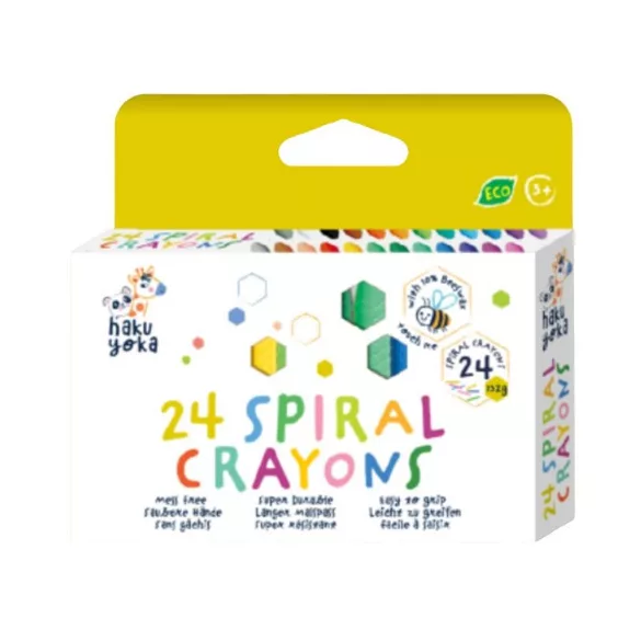 Haku Yoka Színes spirálozott felületű méhviaszos zsírkréta - 24 db-os