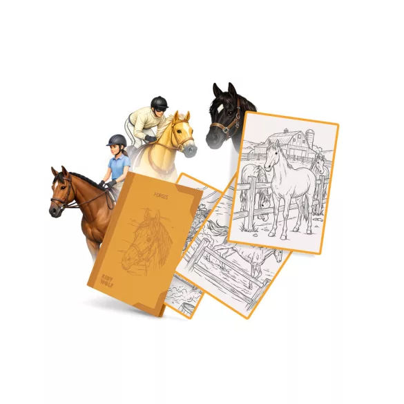 Kidywolf mintafüzet Kidydraw Pad 8 rajztáblához - Lovak - Horses