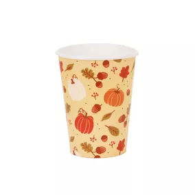   Tök és makk mintás papírpohár 250 ml - Narancssárga - 6 db/csomag
