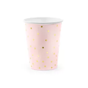 Pöttyös Papírpohár - light pink - 6 db-os csomag