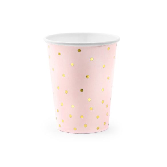 Pöttyös Papírpohár - light pink - 6 db-os csomag