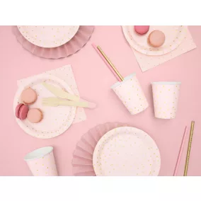 Pöttyös Papírpohár - light pink - 6 db-os csomag