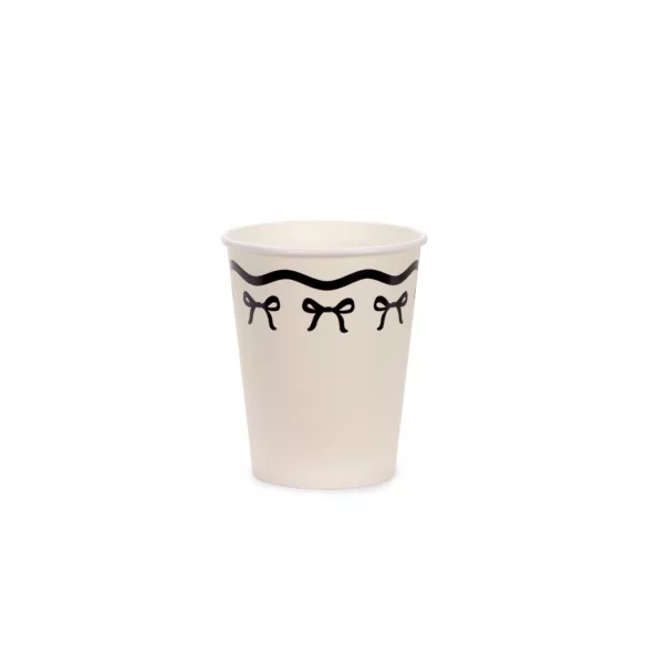 Papírpohár masnival - cream-black - 6 db-os csomag