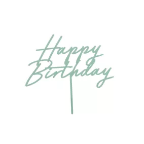 Akril tortadísz "Happy Birthday" zöld -16 -5 cm
