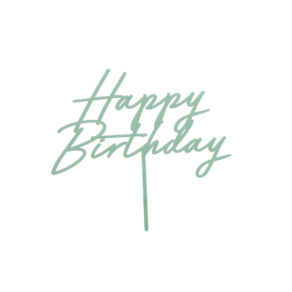 Akril tortadísz "Happy Birthday" zöld -16 -5 cm