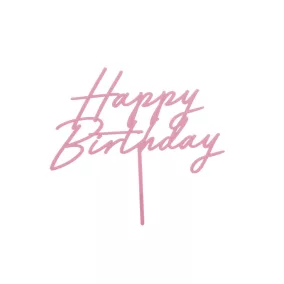   Akril tortadísz "Happy Birthday" light pink -16 -5 cm