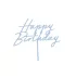 Akril tortadísz "Happy Birthday" halványkék -16 -5 cm