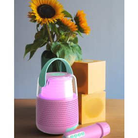   MOB Karaoke szett - Bluetooth hangszóró fénnyel és mikrofonnal - rózsaszín