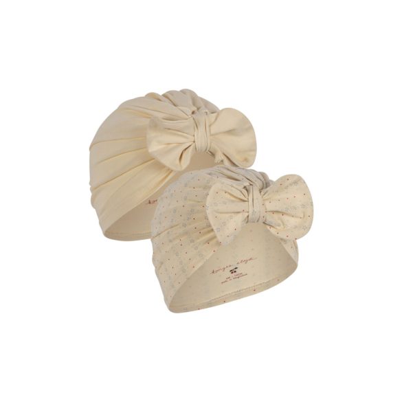 Konges Slojd Turbánka - Virágok/Gyöngyfehér - 2 db