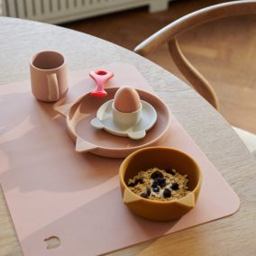   Liewood Vivi szilikon étkészlet - 4 db-os szett - Cat dark rose mix