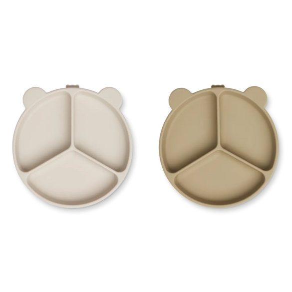 Liewood Csúszásmentes osztott tányér - Homok/Bézs - 2db