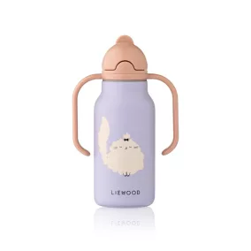   Liewood Kimmie szívószálas itatókulacs - Cat / Warm lilac - 250ml
