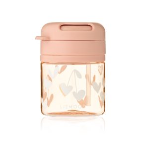   Liewood Pavia Tritan Szívószálas pohár 280ml - Sweethearts / Pale tuscany