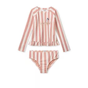   Liewood Dagny csíkos UV fürdőszett - Coral Blush / Creme de la Creme Stripe