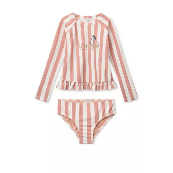 Liewood Dagny csíkos UV fürdőszett - Coral Blush / Creme de la Creme Stripe