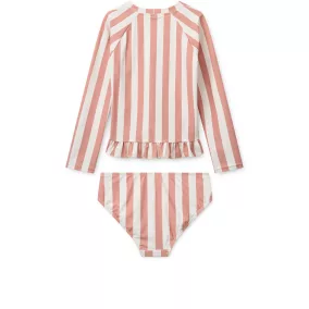   Liewood Dagny csíkos UV fürdőszett - Coral Blush / Creme de la Creme Stripe