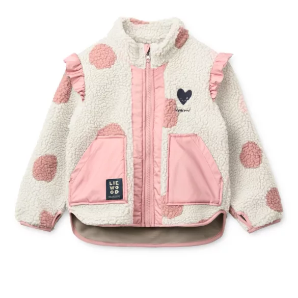 Liewood Noam Teddy tabát fodrokkal - Sandy / Rose blush mix - 128