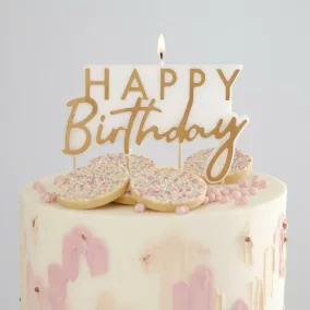 Happy Birthday arany feliratos gyertya