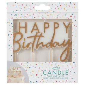 Happy Birthday arany feliratos gyertya