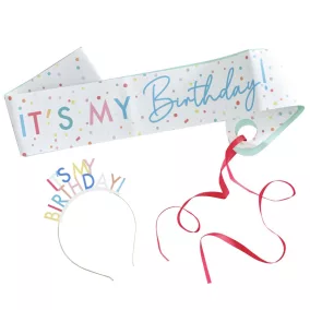 'Happy Birthday'' Vállszalag és fejdísz