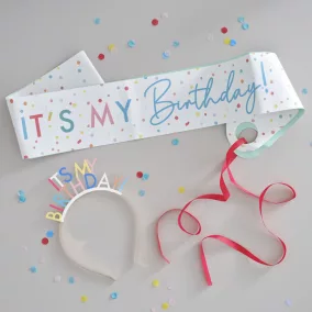 'Happy Birthday'' Vállszalag és fejdísz