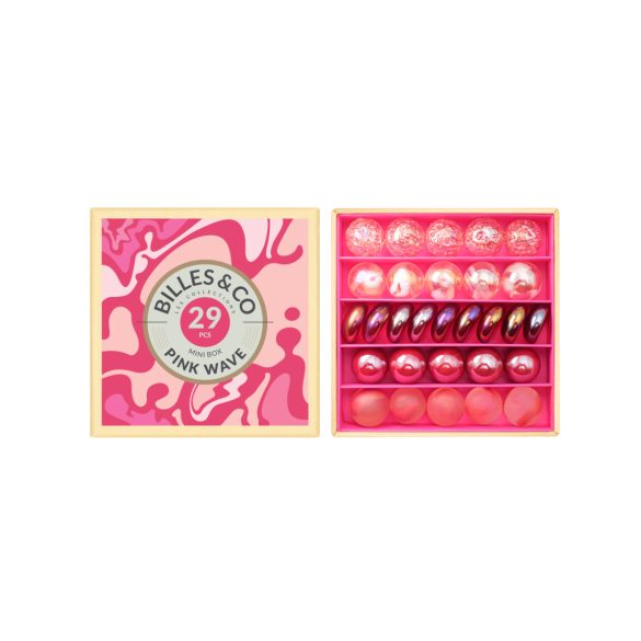 Billes & Co üveggolyó szett - Pink hullám - Kis Doboz - 29 üveggolyó