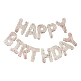   Szülinapi lufi - Happy Birthday felirat - Átlátszó konfetti